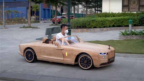 Father and Son Go for a Drive in Style in Gorgeous, Wooden Rolls-Royce ...