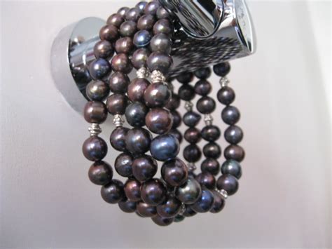 Black Pearl Cuff Bracelet in Sterling Silver – Pearl Jewellery