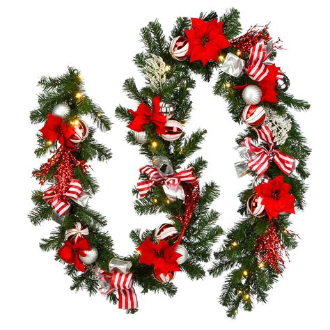 9' Pre-Lit Battery Operated Artificial Christmas Garland - Warm White LED Lights | Christmas ...