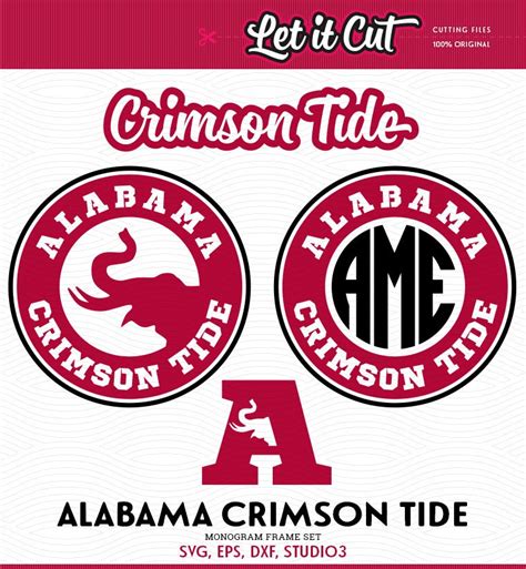 Alabama Crimson Tide Monogram Frame SVG EPS DXF Studio3