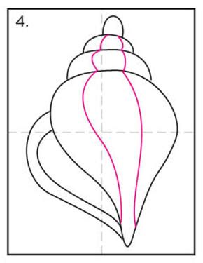 Easy How to Draw a Sea Shell Tutorial and Sea Shell Coloring Page