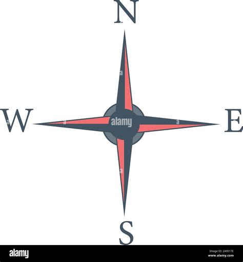 Four cardinal directions, or cardinal points. Compass rose with North ...