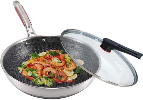 KBH Non-stick Wok, 316L Stainless Steel Stir-fry Pan, Less Oil ...