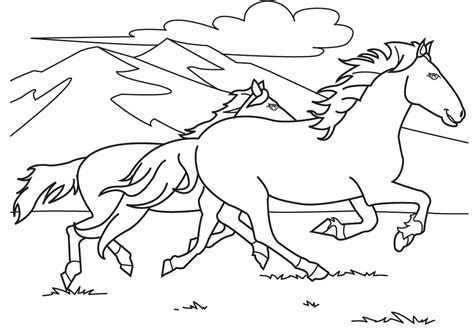 Mustang Horse Running Coloring Pages - A young foal can stand and run on its own shortly after ...