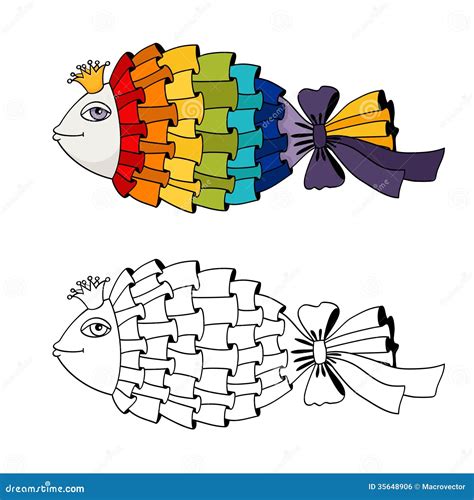 Rainbow fish coloring stock vector. Illustration of scrapbook - 35648906