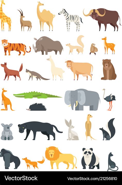 Flat african jungle and forest animals cute Vector Image