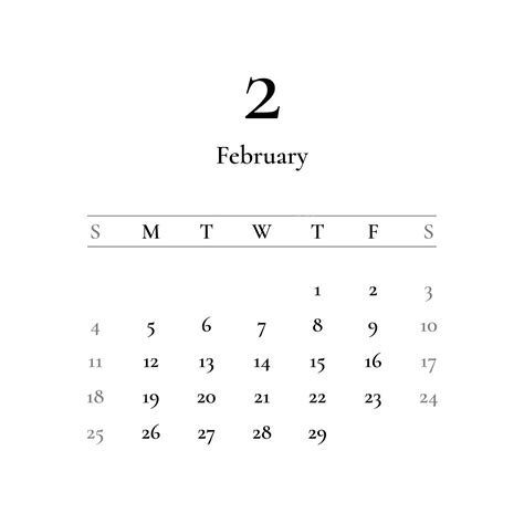 February 2024 Calendar Minimalist - Ashlee Tabina