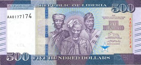 500 Dollars LIBERIA 2016 P.36 b78_0204 Banknotes