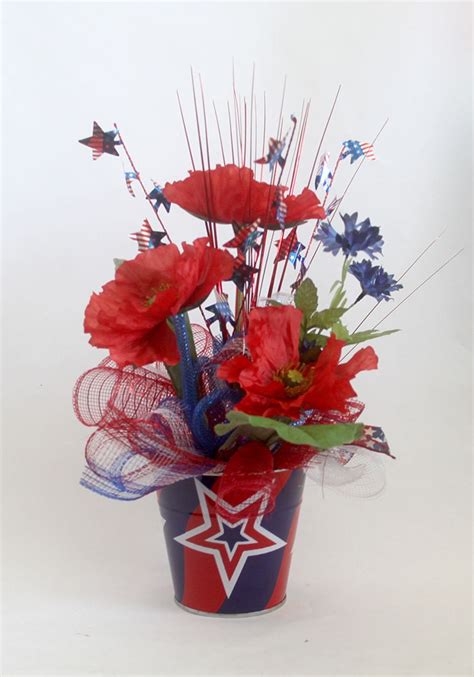 Fourth of July Centerpiece Patriotic floral arrangement by Leopard