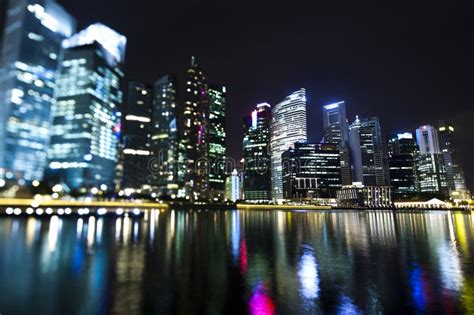 Singapore City Skyline at Night Stock Photo - Image of outdoors, center ...