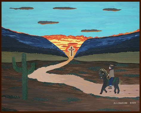 Cowboy Sunset Painting by Mary Louise Simmons - Pixels