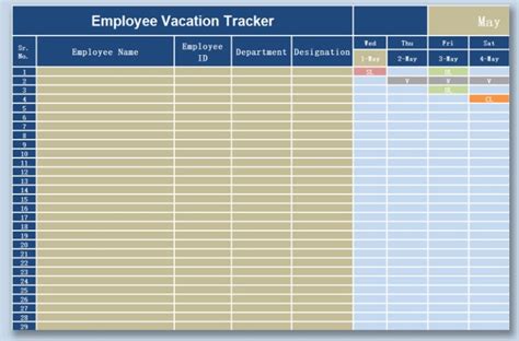 Staff Holiday Planner Excel Template