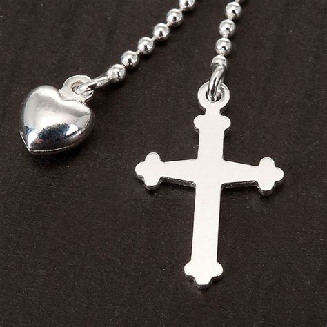 Cross and heart necklace silver 925 | online sales on HOLYART.co.uk