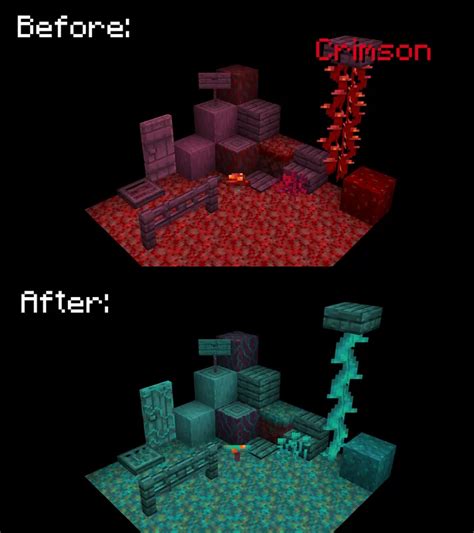 Crimson & Warped wood/biome/fungus swapped textures Minecraft Texture Pack