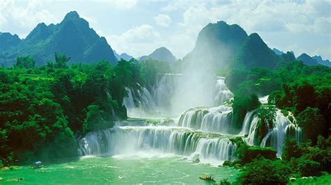 China Guangxi travel jungle waterfall 4K Ultra HD, HD wallpaper ...