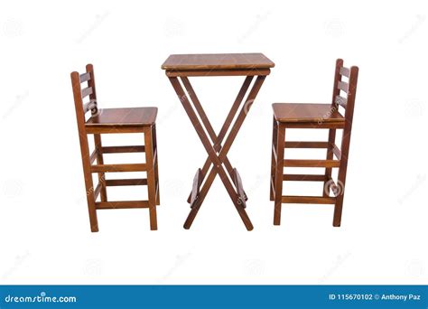 Wooden Modern Table with Chairs on White Background. Stock Photo ...