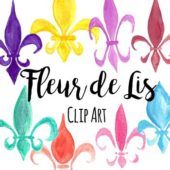 Hand Painted Watercolor Mardi Gras Fleur de Lis Clip Art by Affordable ...