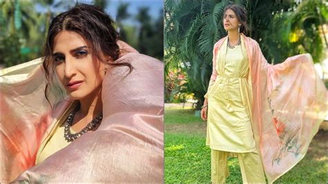 Lipstick Under My Burkha star Aahana Kumra paints autumn pastel in cream yellow kurta set ...