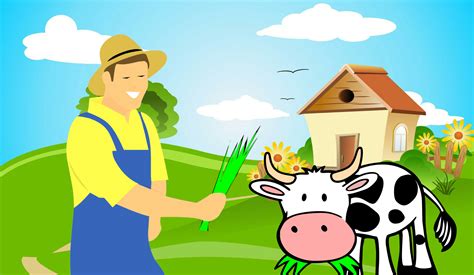 Banco de imagens : agricultor, grama, comendo, animal, placa, símbolo, aldeia, desenho animado ...