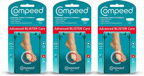 Buy Compeed Advanced Blister Care Hydrocolloid Bandage Cushions 6 Count Small Pads 3 Packs, Heel ...