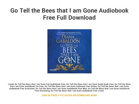 Go Tell the Bees that I am Gone Audiobook Free Full Download by RikkeNessa - Issuu