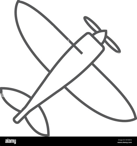 Vintage airplane icon in thin outline style Stock Vector Image & Art ...