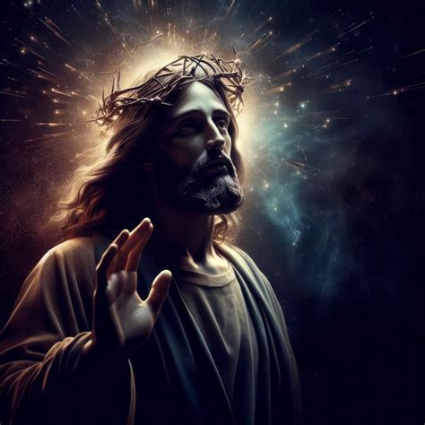 Premium AI Image | Jesus Christ The savior of mankind dark background ai generative