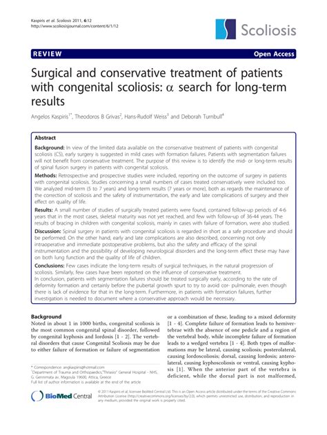 (PDF) Surgical and conservative treatment of patients with congenital scoliosis: α search for ...