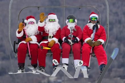 Skiers Dressed Santa Claus Outfits Ride Editorial Stock Photo - Stock Image | Shutterstock