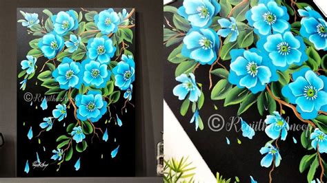 step by step easy acrylic painting for beginners Blue Flowers | ART Ideas | How to paint on ...