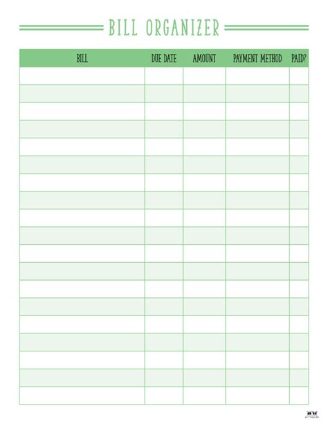 Free Printable Bill Tracker - Printable Form, Templates and Letter