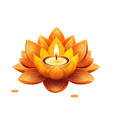 Happy Diwali On Flower With Diya Candle Design, Festival Of Lights ...
