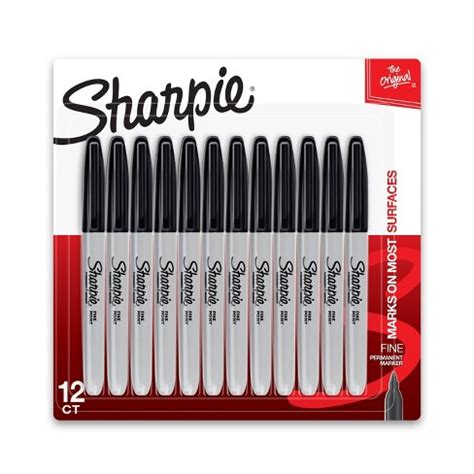 Sharpie 12pk Permanent Markers Finetip Black : Target