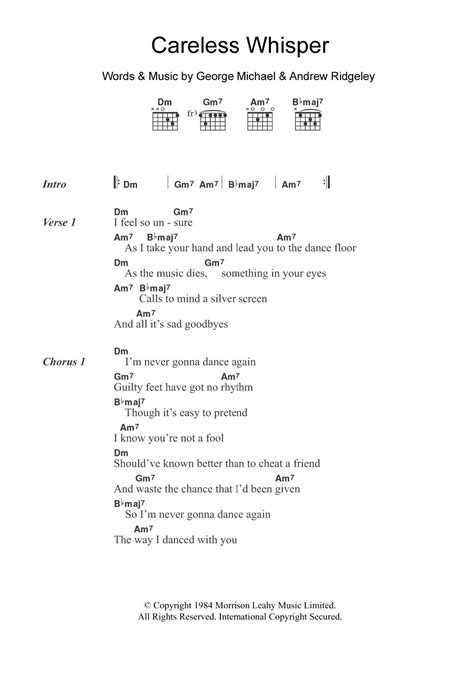 Careless Whisper by George Michael - Guitar Chords/Lyrics - Guitar Instructor