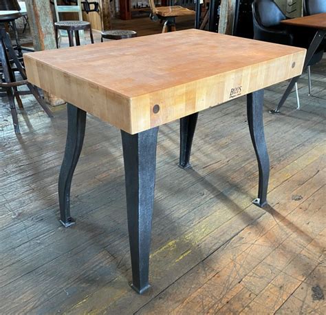 Vintage Industrial Butcher Block Table / Island - SOLD - Vintage ...