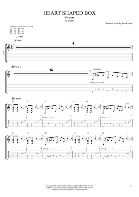 Heart Shaped Box Tab by Nirvana (Guitar Pro) - Full Score | mySongBook