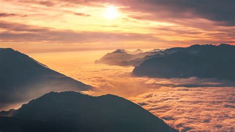 Sea of clouds, nature, clouds, sunset, mountains HD wallpaper | Wallpaper Flare