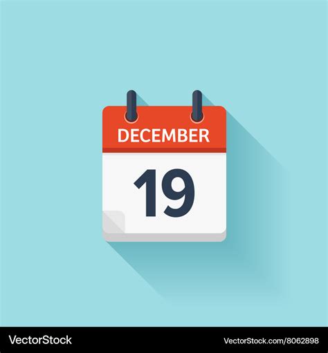 December 19 flat daily calendar icon Royalty Free Vector