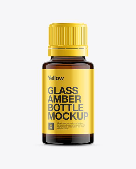Amber Glass Essential Oil Bottle Mockup in Bottle Mockups on Yellow Images Object Mockups