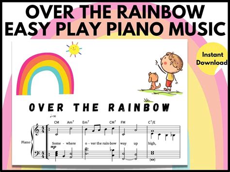 Over the Rainbow Piano Sheet Music Instant DIGITAL MUSIC DOWNLOAD ...