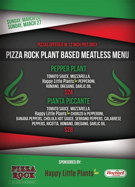 Pizza Rock Plant Based Meatless Menu – Pizza Rock Las Vegas