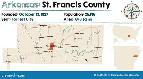 Arkansas, St. Francis County Map Cartoon Vector | CartoonDealer.com #96865143