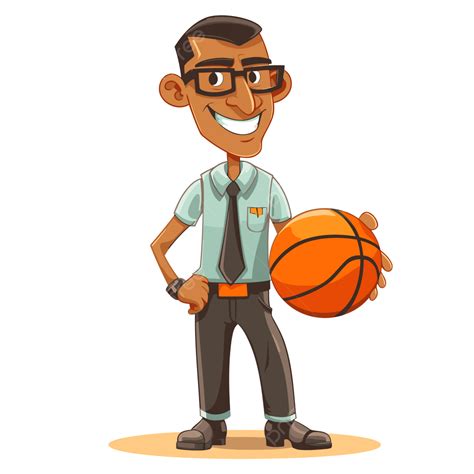 Entrenador De Baloncesto Vector PNG , Pegatina Clipart Personaje De Dibujos Animados En Gafas ...
