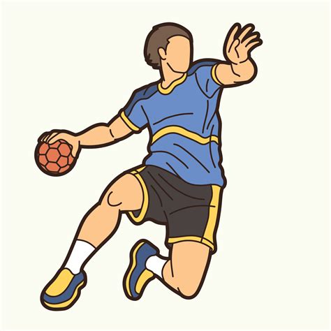 Cartoon Handball Sport Player Jumping Action 9275013 Vector Art at Vecteezy