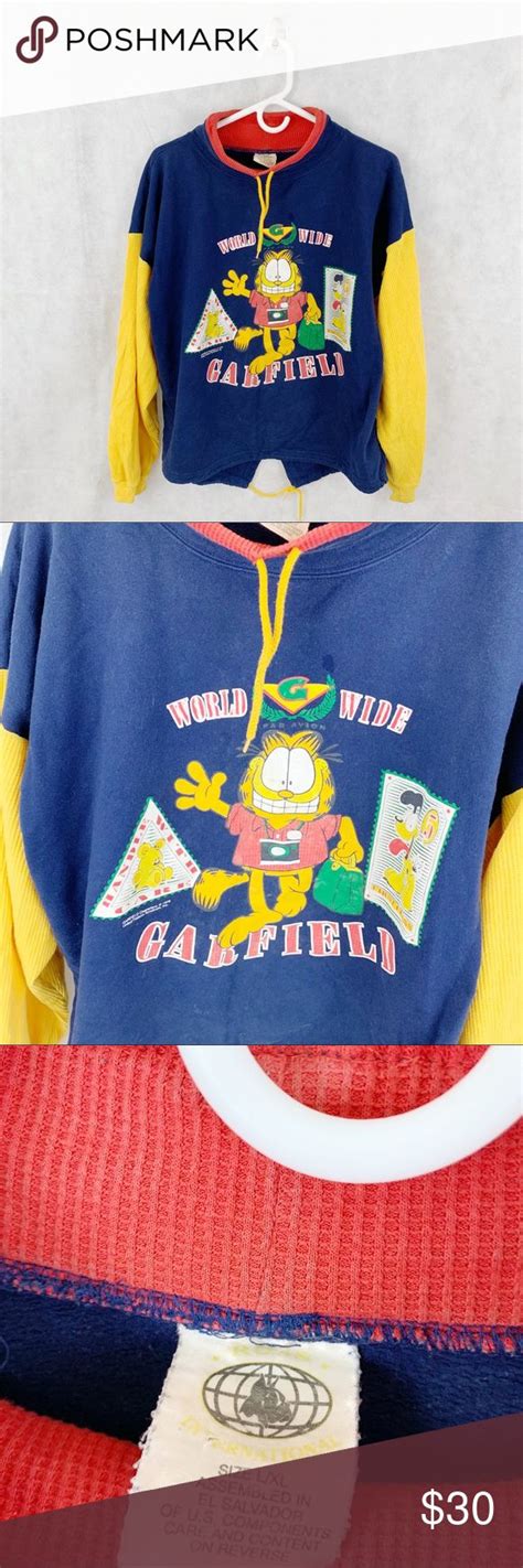 Vintage Garfield Worldwide sweatshirt size L | Sweatshirts, Clothes design, Fashion design