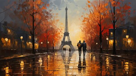 Premium AI Image | Oil Painting Rainy Day Paris with Eiffel towerCollection of designer oil ...