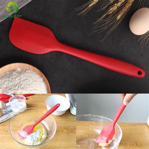 Silicone Cake Spatula Mixing Batter Cream Cutter Cake Scraper Mixer Icing Frosting Spreader ...