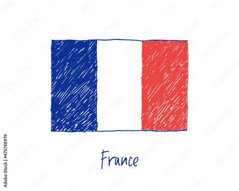 France Flag Marker or Pencil Sketch Illustration Vector Stock Vector | Adobe Stock