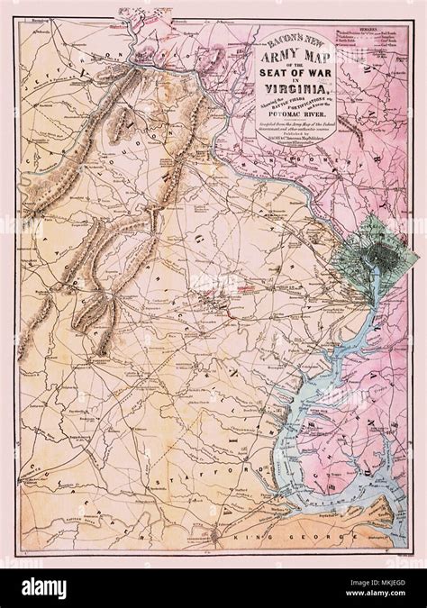 Civil War Map- Virginia 1862 Stock Photo - Alamy