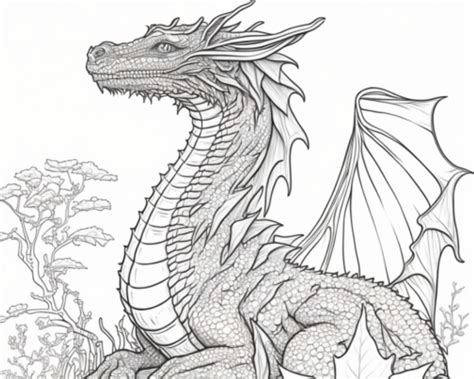 Captivating Dragon Coloring Pages Set of 3 Printable Black & White PDF Illustrations for Adults ...